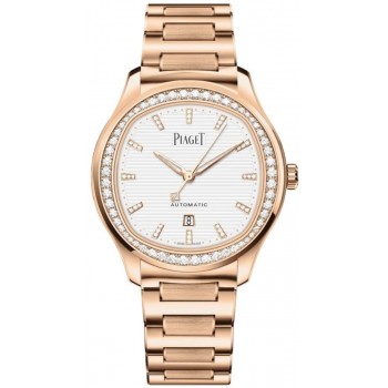 Réplique Montre Piaget Polo Date pour homme avec cadran blanc et diamant en or rose G0A46020