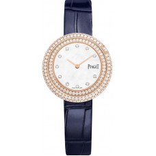 Réplique Montre pour femme Piaget Possession Date Cadran en nacre Diamant Or rose Bracelet en cuir G0A46063