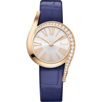 Réplique Montre Piaget Limelight Gala pour homme, cadran argenté, bracelet en cuir or rose, G0A47151