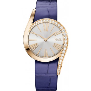 Réplique Montre Piaget Limelight Gala pour homme, cadran argenté, bracelet en cuir or rose, G0A47161