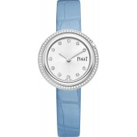 Réplique Montre Piaget Possession avec cadran argenté et bracelet en cuir diamant pour femme G0A48080