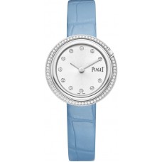 Réplique Montre Piaget Possession avec cadran argenté et bracelet en cuir diamant pour femme G0A48080