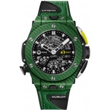 Réplique Montre Hublot Big Bang Unico avec cadran squelette noir et bracelet en cuir vert pour homme H416.YG.5220.VR