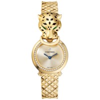 Réplique Montre Cartier Panthere Allongee petit cadran doré diamant or jaune pour femme HPI01380