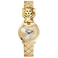 Réplique Montre Cartier Panthere Allongee petit cadran doré diamant or jaune pour femme HPI01380