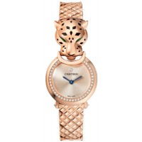 Réplique Montre Cartier Panthere Allongee petit cadran rose diamant or rose pour femme HPI01381