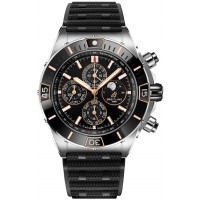 Réplique Montre Breitling Super Chronomat pour homme avec cadran noir et bracelet en caoutchouc I19320251B1S1