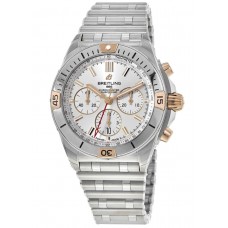 Réplique Breitling Chronomat B01 42 Cadran chronographe argenté Or rose et amp; Montre Homme Acier IB0134101G1A1