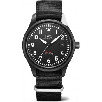 Réplique Montre IWC Pilot's Top Gun avec cadran noir et bracelet en tissu pour homme IW326906