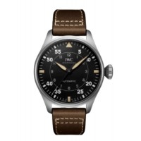 Réplique Montre IWC Pilot's Big Pilot avec cadran noir et bracelet en cuir pour homme IW329701