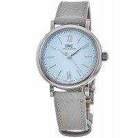 Réplique Montre IWC Portofino automatique avec cadran bleu et bracelet en cuir pour femme IW357416