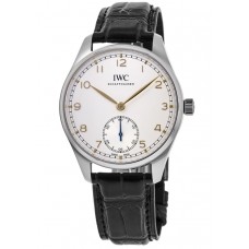 Réplique Montre IWC Portugieser pour homme avec cadran argenté et bracelet en cuir IW358303