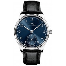 Réplique Montre IWC Portugieser pour homme avec cadran bleu et bracelet en cuir IW358305