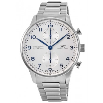 Réplique Montre IWC Portugieser chronographe automatique cadran argenté pour homme en acier IW371617