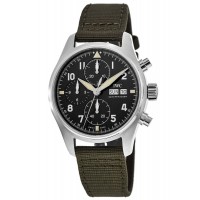 Réplique Montre IWC Pilot's Spitfire chronographe cadran noir bracelet vert pour homme IW387901