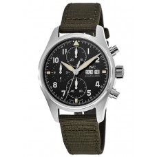 Réplique Montre IWC Pilot's Spitfire chronographe cadran noir bracelet vert pour homme IW387901