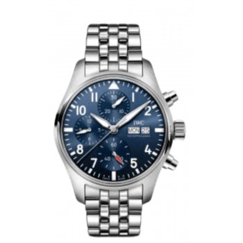 Réplique Montre chronographe IWC Pilot's pour homme en acier à cadran bleu IW388102