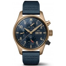 Réplique Montre chronographe IWC Pilot's avec cadran bleu et boîtier Bonze pour homme IW388109