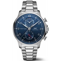 Réplique Montre IWC Portugieser Yacht Club chronographe cadran bleu acier pour homme IW390701