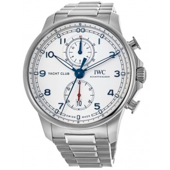 Réplique Montre IWC Portugieser Yacht Club chronographe cadran argenté en acier pour homme IW390702