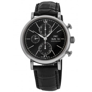 Réplique Montre IWC Portofino Chronographe 42 mm Day-Date Cadran noir pour homme IW391029