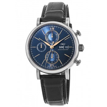 Réplique Montre IWC Portofino chronographe automatique à cadran bleu pour homme IW391036