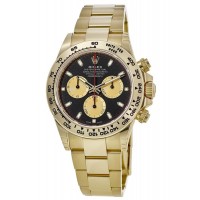 Réplique Montre pour homme Rolex Cosmograph Daytona Paul Newman avec cadran noir en or jaune 18 carats M116508-0009