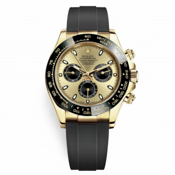 Réplique Montre pour homme Rolex Cosmograph Daytona Champagne sous-cadrans noirs M116518LN-0048