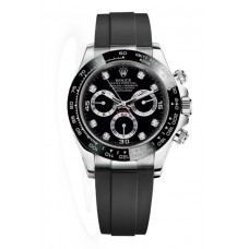 Réplique Montre pour homme Rolex Cosmograph Daytona avec cadran en diamant noir et bracelet en caoutchouc M116519LN-0025