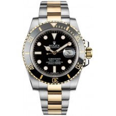 Réplique Rolex Submariner Date 40 mm Cadran Noir Acier &amp; Montre Homme Or M116613LN-0001