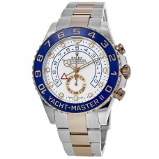 Réplique Montre pour homme Rolex Yacht-Master II en acier à cadran blanc et or Everose 18 carats M116681-0002