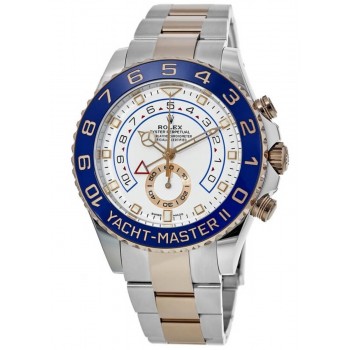 Réplique Montre pour homme Rolex Yacht-Master II en acier à cadran blanc et or Everose 18 carats M116681-0002