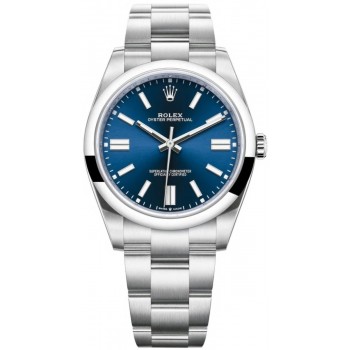 Réplique Montre pour homme Rolex Oyster Perpetual 41 en acier à cadran bleu M124300-0003