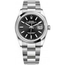 Réplique Montre pour femme Rolex Datejust 36 en acier inoxydable avec cadran noir M126200-0004