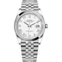 Réplique Montre pour femme Rolex Datejust 36 en acier inoxydable avec cadran romain blanc M126200-0007