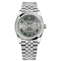 Réplique Montre pour femme Rolex Datejust 36 en acier inoxydable avec cadran romain en ardoise M126200-0017