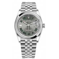 Réplique Montre pour femme Rolex Datejust 36 en acier inoxydable avec cadran romain en ardoise M126200-0017