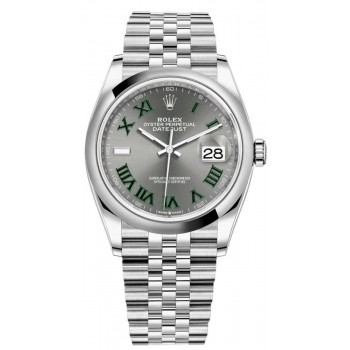 Réplique Montre pour femme Rolex Datejust 36 en acier inoxydable avec cadran romain en ardoise M126200-0017