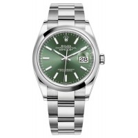 Réplique Montre pour femme Rolex Datejust 36 en acier inoxydable avec cadran vert menthe M126200-0024