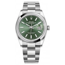 Réplique Montre pour femme Rolex Datejust 36 en acier inoxydable avec cadran vert menthe M126200-0024