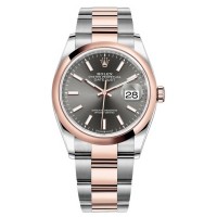 Réplique Rolex Datejust 36 Acier &amp; Montre pour femme avec cadran en ardoise dorée Everose M126201-0014