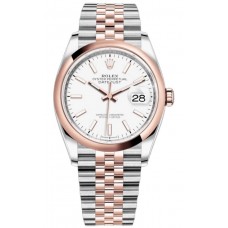 Réplique Rolex Datejust 36 Acier &amp; Montre pour femme à cadran blanc doré Everose M126201-0017