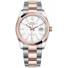 Réplique Rolex Datejust 36 Acier &amp; Montre pour femme à cadran blanc doré Everose M126201-0018