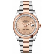 Réplique Rolex Datejust 36 Acier &amp; Montre pour femme Everose Gold Rose Diamond Pave Cadran romain M126201-0028