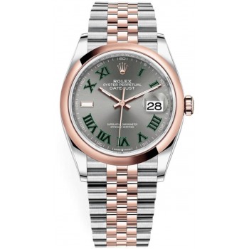 Réplique Rolex Datejust 36 Acier &amp; Montre pour femme avec cadran Wimbledon en ardoise dorée Everose M126201-0029