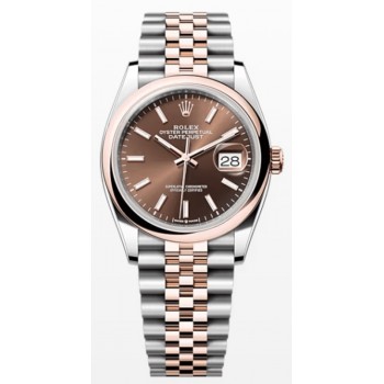 Réplique Rolex Datejust 36 Acier &amp; Montre pour femme avec cadran chocolat doré Everose M126201-0043