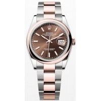 Réplique Rolex Datejust 36 Acier &amp; Montre pour femme avec cadran chocolat doré Everose M126201-0044