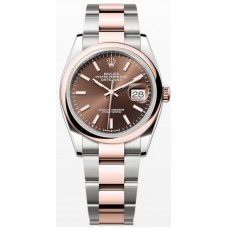 Réplique Rolex Datejust 36 Acier &amp; Montre pour femme avec cadran chocolat doré Everose M126201-0044