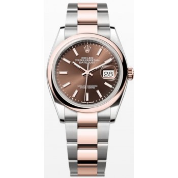 Réplique Rolex Datejust 36 Acier &amp; Montre pour femme avec cadran chocolat doré Everose M126201-0044