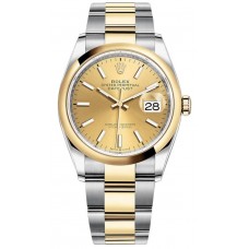 Réplique Rolex Datejust 36 Acier &amp; Montre pour femme avec cadran champagne en or jaune M126203-0016